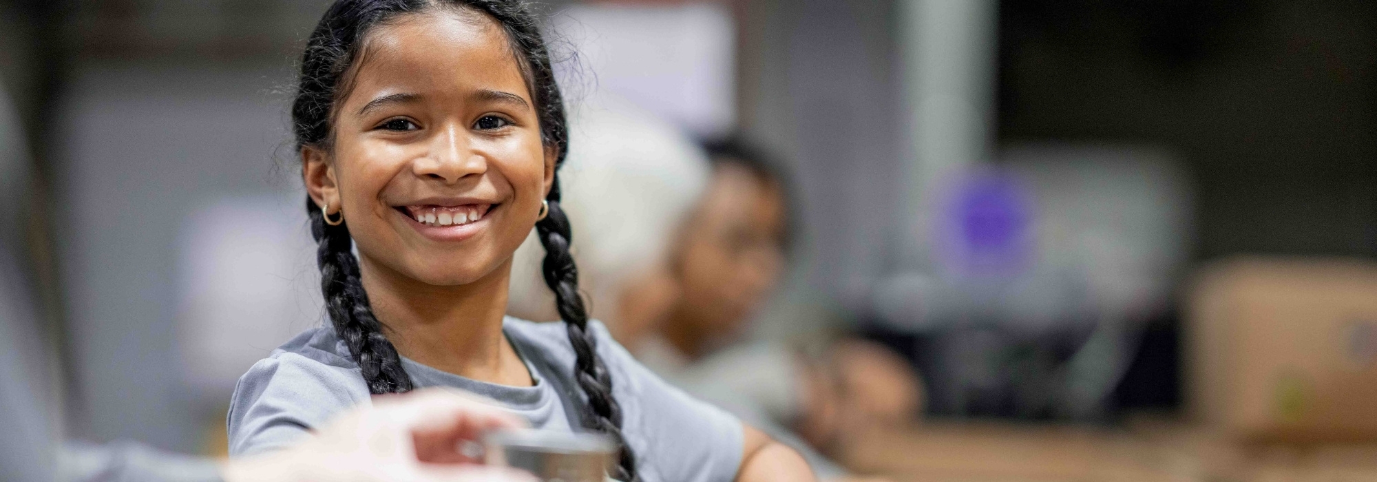 Girl at food pantry