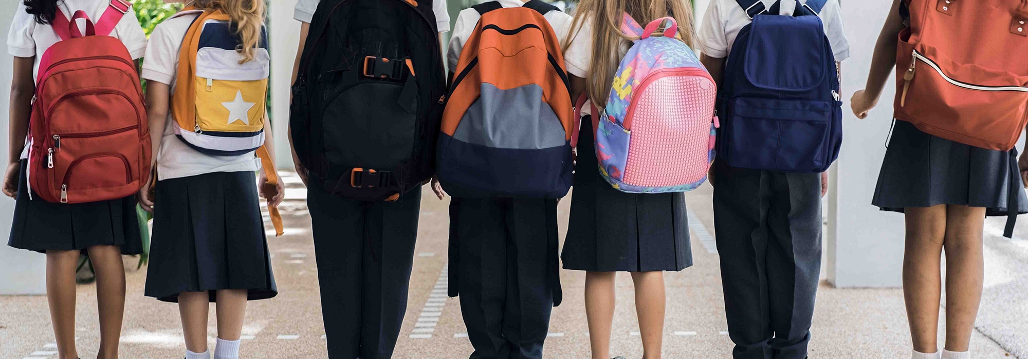 School kids with backpacks