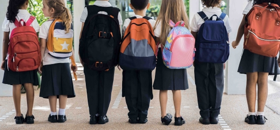 School kids with backpacks