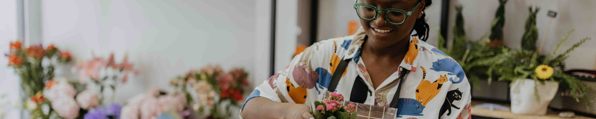 woman working at flower shop