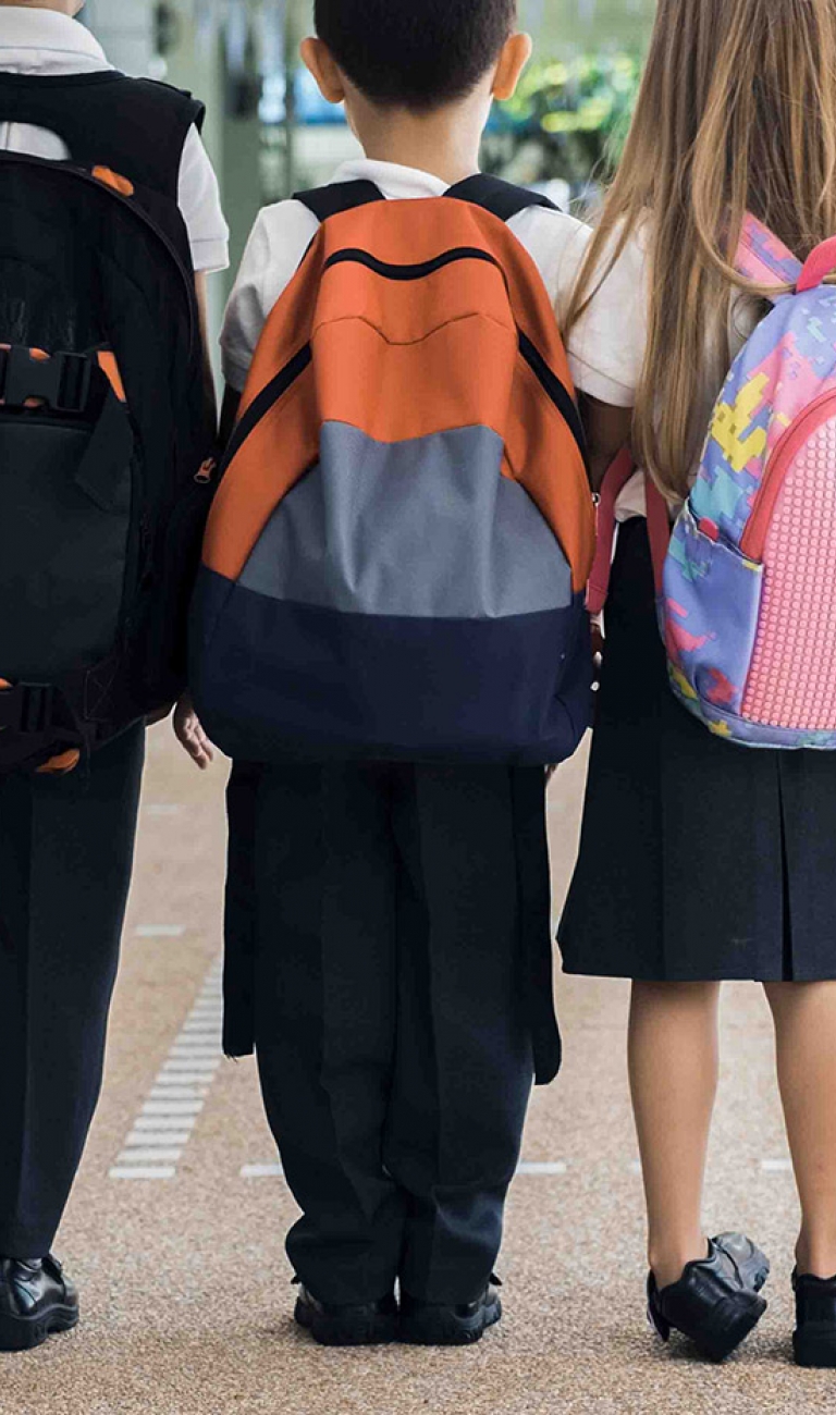 School kids with backpacks